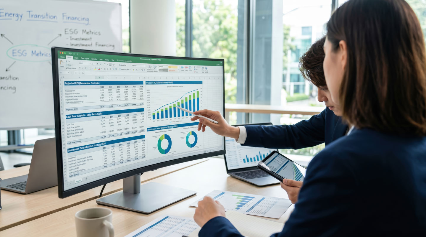 Équipe d'une PME réunie autour d'une table pour analyser un rapport de consommation énergétique